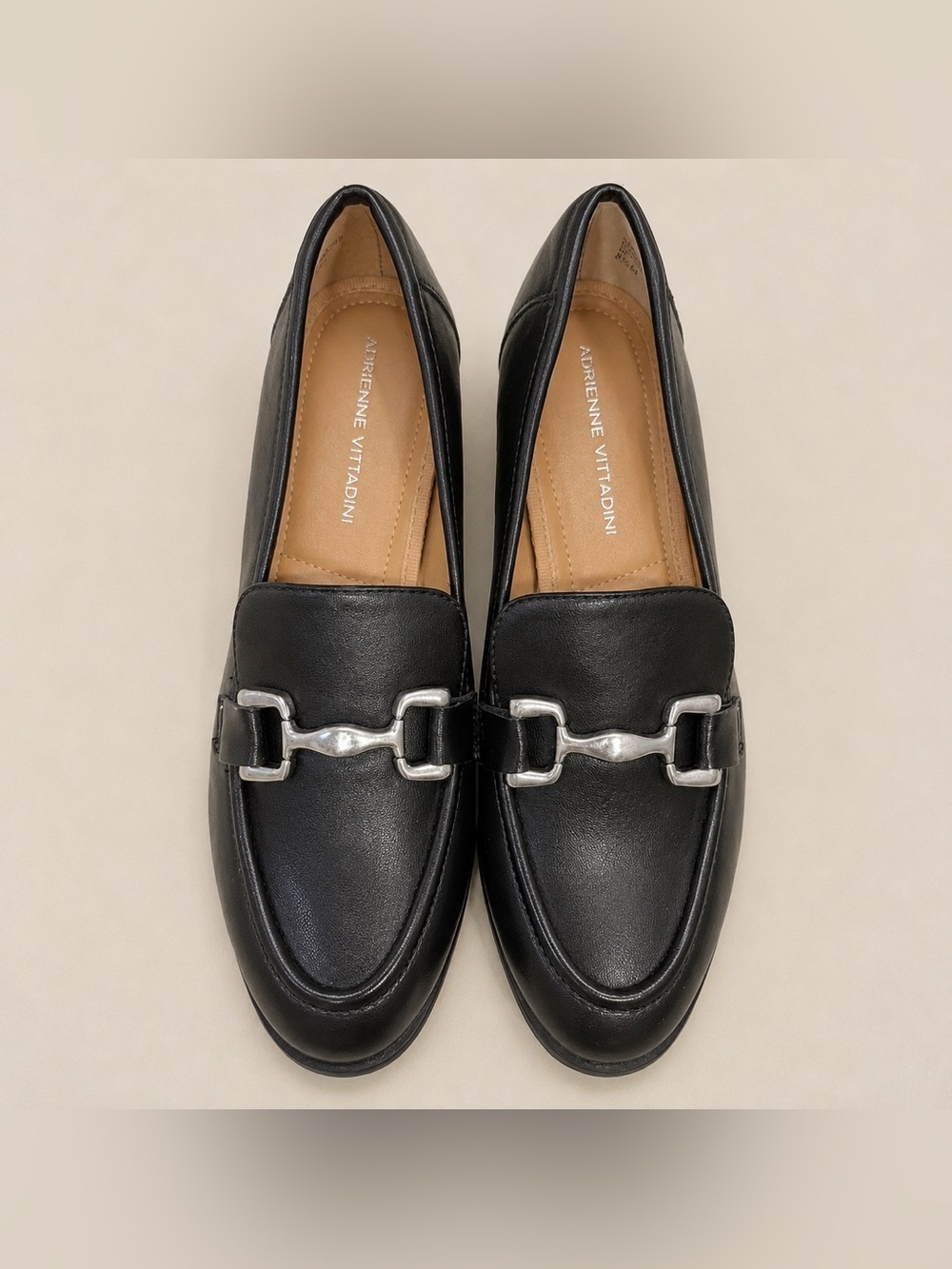 Adrienne Vittadini Black Horsebit Block-Heel Loafers Size 8.5